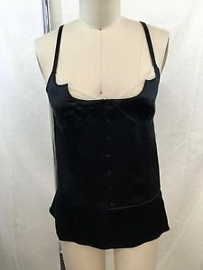 MARC JACOBS BLACK SILK PINTUCK CREAM LACE UNDER SLIP TOP SIZE 2