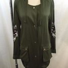 BLUE RAIN ARMY GREEN EMBROIDERED HOODED CARGO JACKET SIZE S