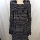 SEMANTIKS BLACK/ WHITE ANGORA RABBIT BLEND DOUBLE BREASTED SWEATER COAT SIZE M