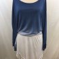 YOUNG FABULOUS & BROKE BLUE/ GRAY OMBRE FRINGE TUNIC DRESS W/ TIE SIZE XS