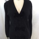 NORDSTROM BLACK ANGORA LAMBSWOOL V-NECK CARDIGAN SWEATER SIZE M