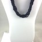 Vintage Silver Tone Black Seven Strand Beaded Style Necklace & Bracelet LD Mark