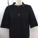 J. CREW BLACK COTTON SILK LINED BROWN BUTTON S/S SWING JACKET SIZE 2