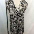 BCBG MAXAZRIA CREAM/ BLACK PRINTED DRAWSTRING S/S ROMPER SIZE MEDIUM