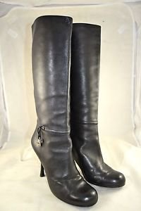 DIOR BLACK SOFT LEATHER ROUND TOE STILETTO BOOTS SIZE 38