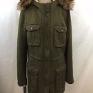 HEI HEI ARMY GREEN QUILTED CARGO JACKET W/ REMOVABLE FLEECE LINING SIZE 10