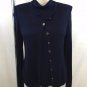ST JOHN COLLECTION NAVY KNIT GOLD BUTTON DOWN SWEATER SET SIZE 2/ P