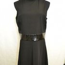 ALICE + OLIVIA BLACK VINYL BELT SLEEVELESS COCKTAIL DRESS SIZE LARGE