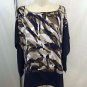 MICHAEL MICHAEL KORS NAVY/ TAN/ BROWN PRINT BATWING BLOUSE SIZE S/ M