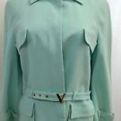 VINTAGE VALENTINO MINT GREEN  JACKET W/BELT GOLD TONE "V" BUCKLE Sz 6US/36EUC