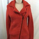 LUCKY BRAND RED ORANGE KNIT ZIP SWEATER JACKET SIZE XS