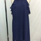 BCBGENERATION BLUE RUFFLE DETAIL SPAGHETTI STRAP DRESS SIZE LARGE
