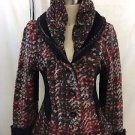COCOMENTHE RED/ BLACK WOVEN WOOL MOHAIR SWEATER JACKET SIZE 3