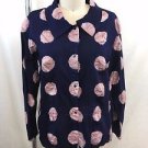 BABETTE LIMITED EDITION NAVY PINK PRINT SNAP DOWN COTTON BLOUSE SIZE S RET $634