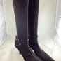 GUCCI BROWN STRETCH FABRIC LEATHER STRAPPY STILETTO BOOTS SIZE 38 C