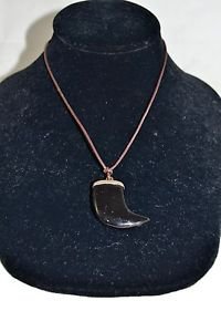 CHAN LUU BLACK STONE BROWN LEATHER STRING NECKLACE