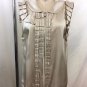 MARC BY MARC JACOBS BEIGE SILK PLEATED ZIP FRONT SLEEVELESS BLOUSE SIZE L