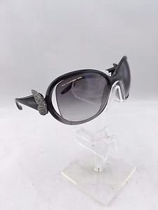 VALENTINO BLACK LARGE SILVER TONE BUTTERFLY ARM SUNGLASSES