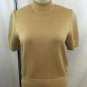 ST JOHN BASICS GOLD GLITTER MOCK NECK S/S SWEATER SIZE P