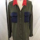 EQUIPMENT FEMME CLOVER COLORBLOCK BUTTON DOWN BLOUSE SIZE S RET $218