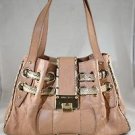 JIMMY CHOO RAMONA RIKI TAN LEATHER SNAKESKIN TRIM SATCHEL BAG