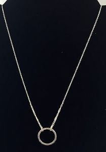 .925 Sterling Silver Circle Chain Pendent Necklace 15"