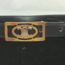 Vintage CELINE Paris Belt Leather Italy Black Logo Buckle S/70 EUC/28US