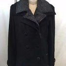 MAISON SCOTCH BLACK WOOL GRAY DOUBLE LAPEL PEACOAT SIZE 1