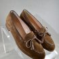 MANOLO BLAHNIK "MOCK" BROWN SUEDE TASSLE BOW SLIP ON LOAFERS SIZE 37.5