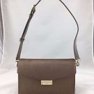 KATE SPADE TAUPE LEATHER/ PONY HAIR CONTRAST FLAP SMALL SHOULDER BAG