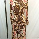 EMILIO PUCCI VINTAGE SILK PEACH/ MULTI PRINT 2 PIECE TOP/ SKIRT W/ BELT SIZE 8