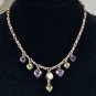 STERLING SILVER MULTI COLOR HEART GEMSTONE/ PEARL NECKLACE