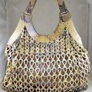 NANCY GONZALEZ BEIGE/ IRIDESCENT BLUE ARTICULATED PYTHON SHOULDER BAG