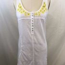FREE PEOPLE WHITE YELLOW FLORAL EMBROIDERED LONG TANK SIZE M
