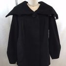 CHRISTINE ALCALAY BLACK WOOL/ CASHMERE PLEATED WIDE LAPEL SWING JACKET SIZE S