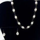 LYC LAHAINA YACHT CLUB White and Silverstone Necklace & Earring set 16"