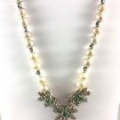 DEMARIO PEARL RHINESTONE Flowers NECKLACE Earring Bracelet Set Missing Crystals