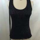 ST JOHN COLLECTION BLACK SHIMMER RIBBED SWEATER TANK SIZE P