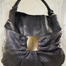 SALVATORE FERRAGAMO BLACK PYTHON SKIN LARGE HOBO SHOULDER BAG