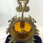 ORMOLU LARGE ROUND PERFUME BOTTLE GOLD TONE FILIGREE
