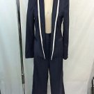 ELIZABETH AND JAMES NAVY PINSTRIPE OPEN JACKET PANT SUIT SIZE 2/ 4