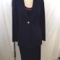 ST JOHN 3 PC NAVY KNIT RED TRIM SHELL SIZE P/ SKIRT SIZE 8/ JACKET SIZE 4 SET