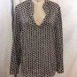TORY BURCH BROWN/ WHITE DOT PRINT PAILETTES TUNIC BLOUSE SIZE 4