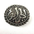 Vintage .925 Sterling Silver Oval Scrolled Brooch Pin