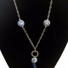 Sparkling Sage Aqua Blue Color Statement Necklace Gold Tone 26"
