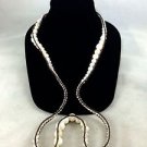 CHAN LUU CREAM BREADED BROWN TRIM LONG NECKLACE/ MULTI WRAP BRACELET