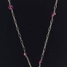 .925 sterling chain necklace with pink clear purple bead pendent 24"