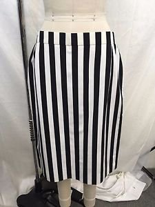 LOUIS FERAUD BLACK/ WHITE VERTICAL STRIPED PENCIL SKIRT SIZE 14