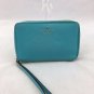 KATE SPADE TURQUOISE GOLD ZIP AROUND WRISTLET WALLET