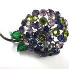 Vintage Large Multi Color Crystal Flower Brooch
